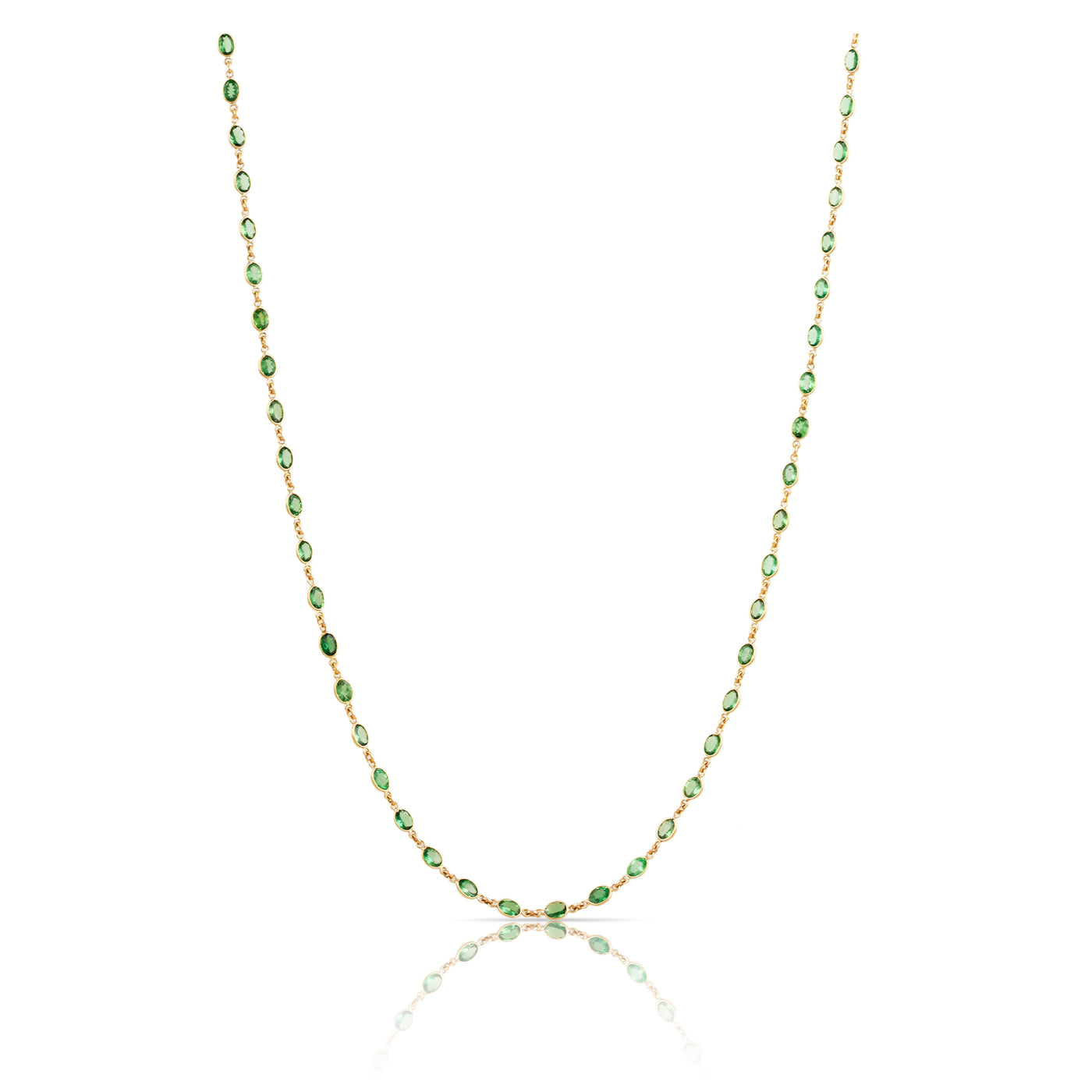 Tsavorite Oval Necklace In 18K Yellow Gold