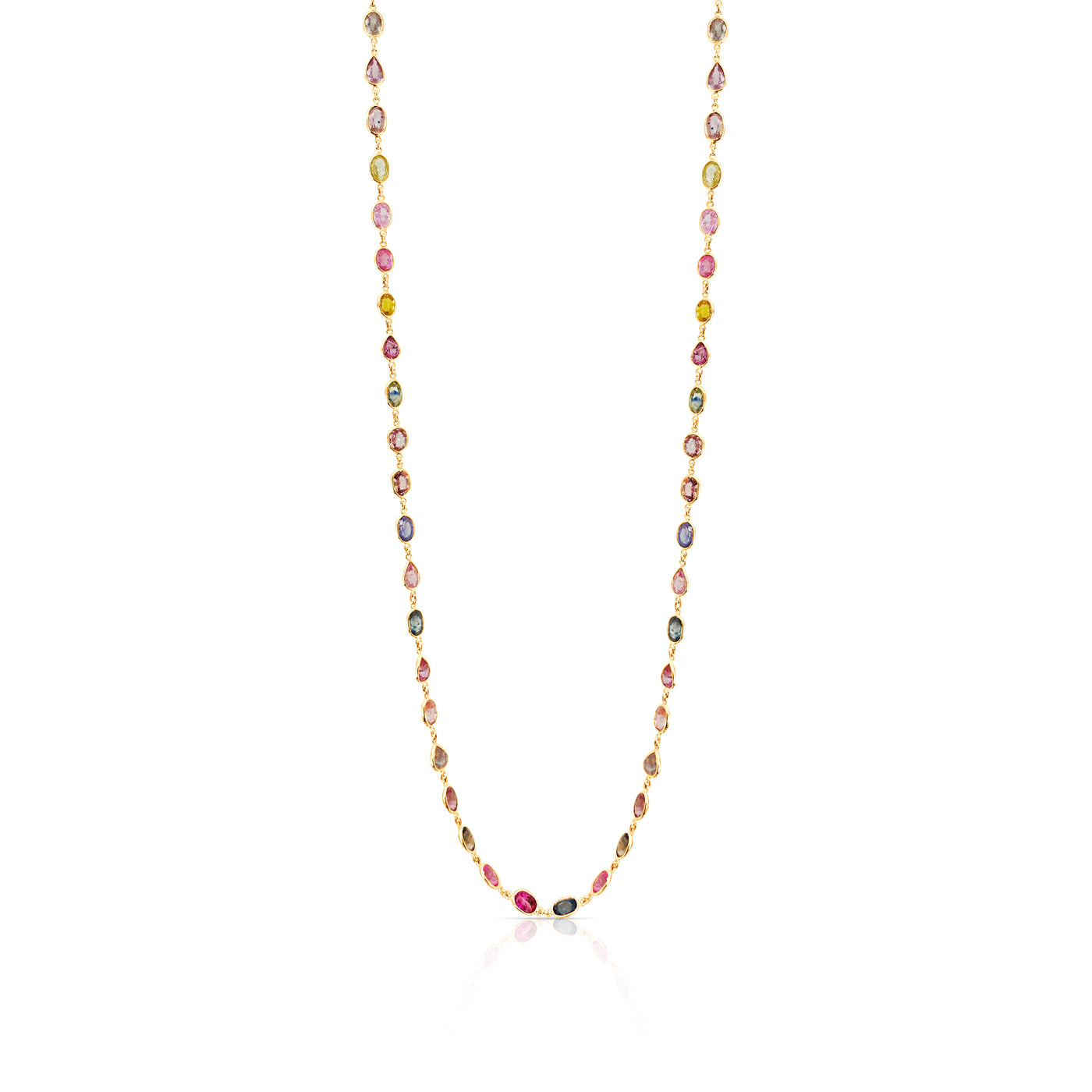 Multi Sapphire Mix Shape Necklace In 18K Yellow Gold