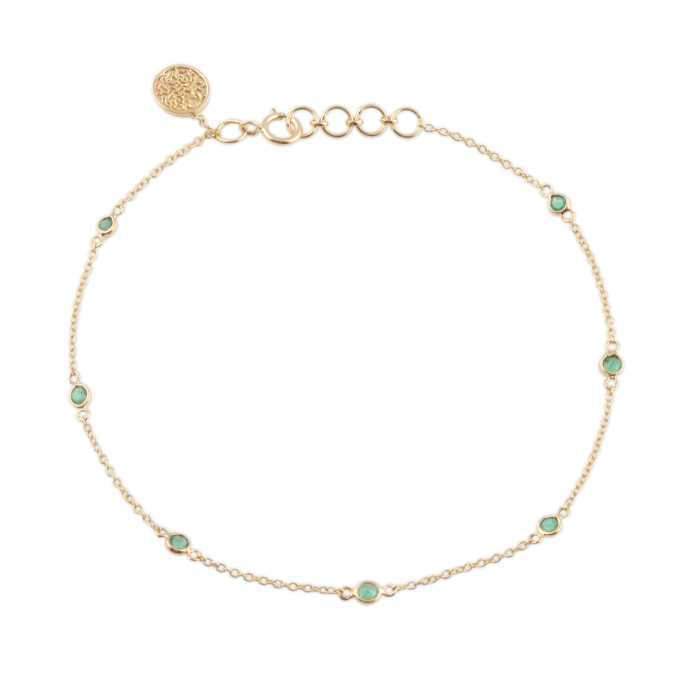 Emerald Round Bracelet In 18K Yellow Gold
