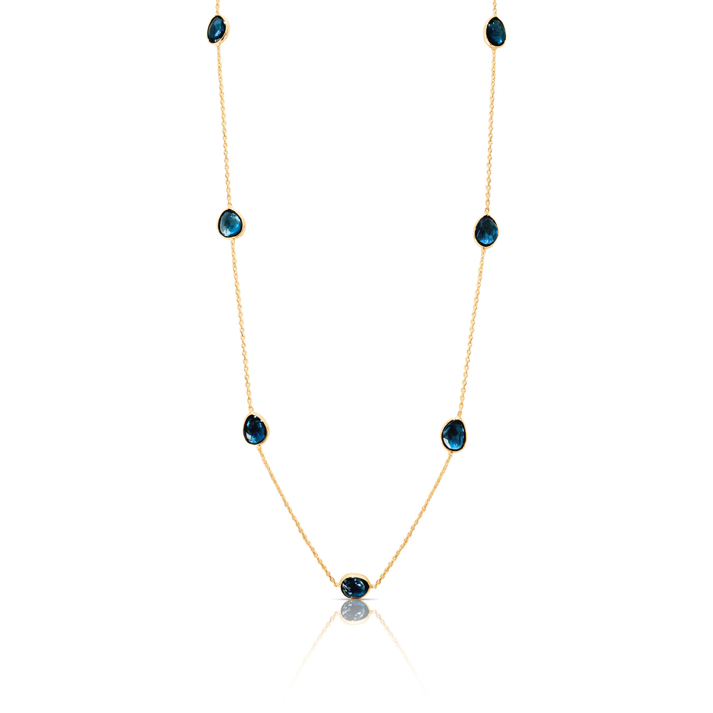 London Blue Topaz U/S Necklace In 18K Yellow Gold