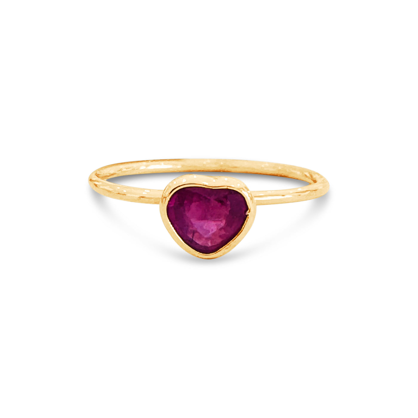 Ruby Heart Shape Ring In 18K Yellow Gold
