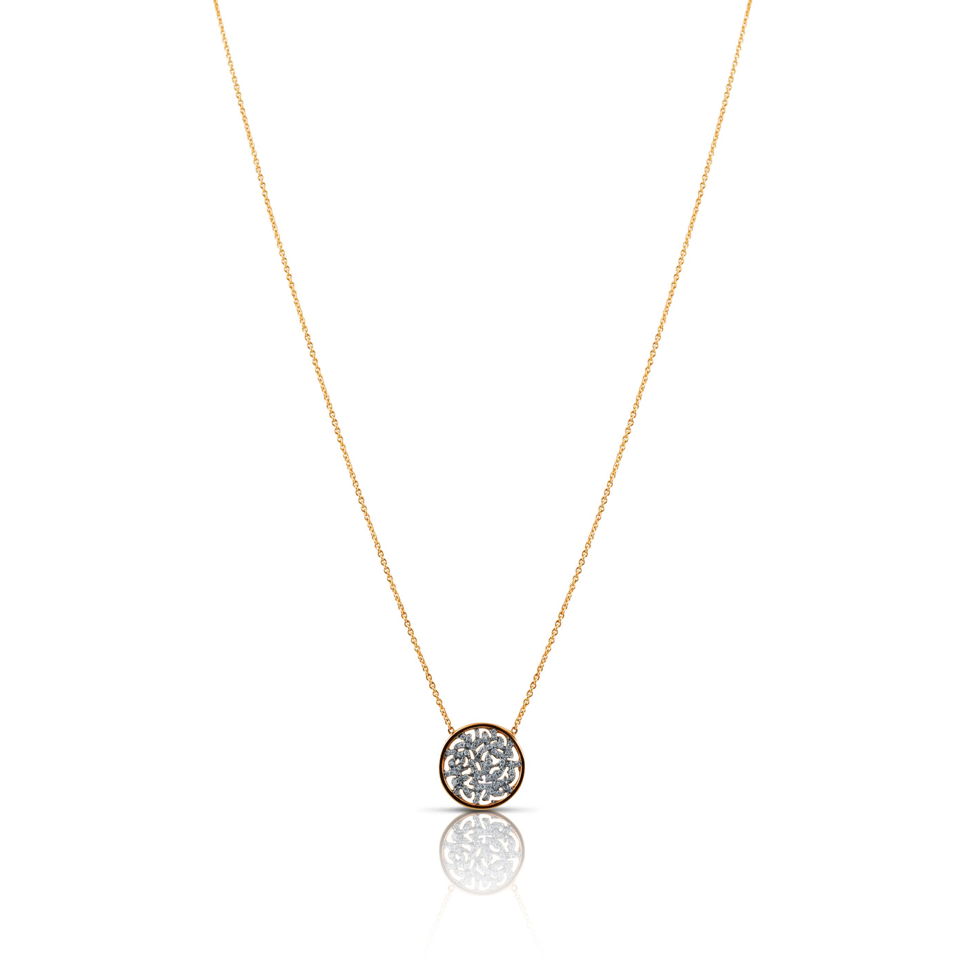 Diamond 15Mm Logo Pendant - Necklace  In 18K Rose Gold