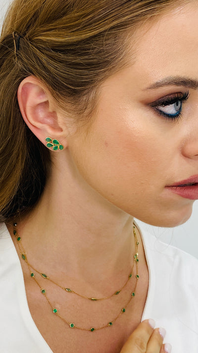 Emerald Pear Shape Earring In 18K Yellow Gold