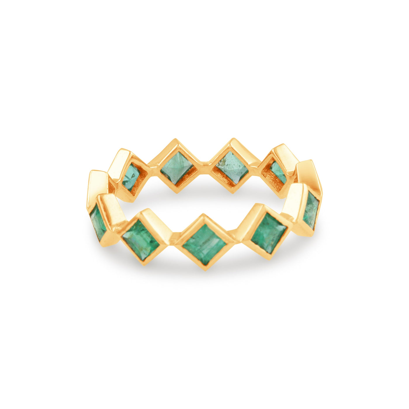Emerald Square Ring In 18K Yellow Gold