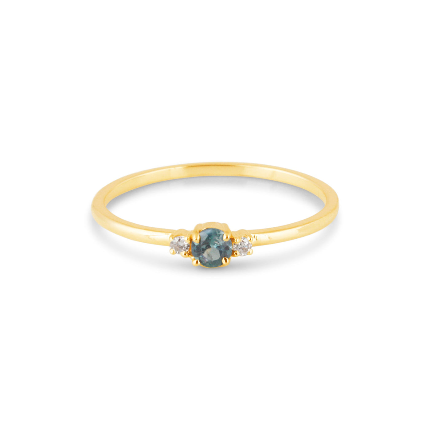 Alexandrite Rd. & Diamond Ring In 18K Yellow Gold