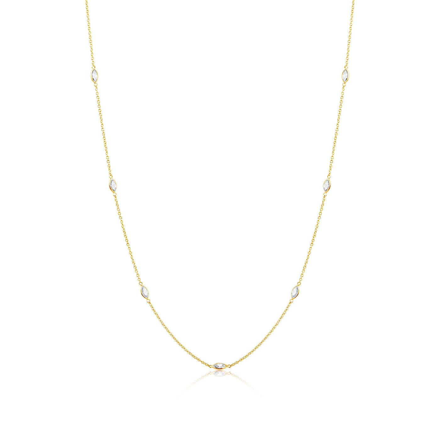 Diamond Mq. Necklace In 18K Yellow Gold