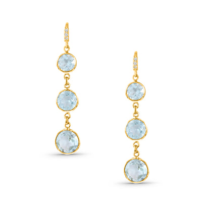 Aquamarine Round Earring In 18K Yellow Gold