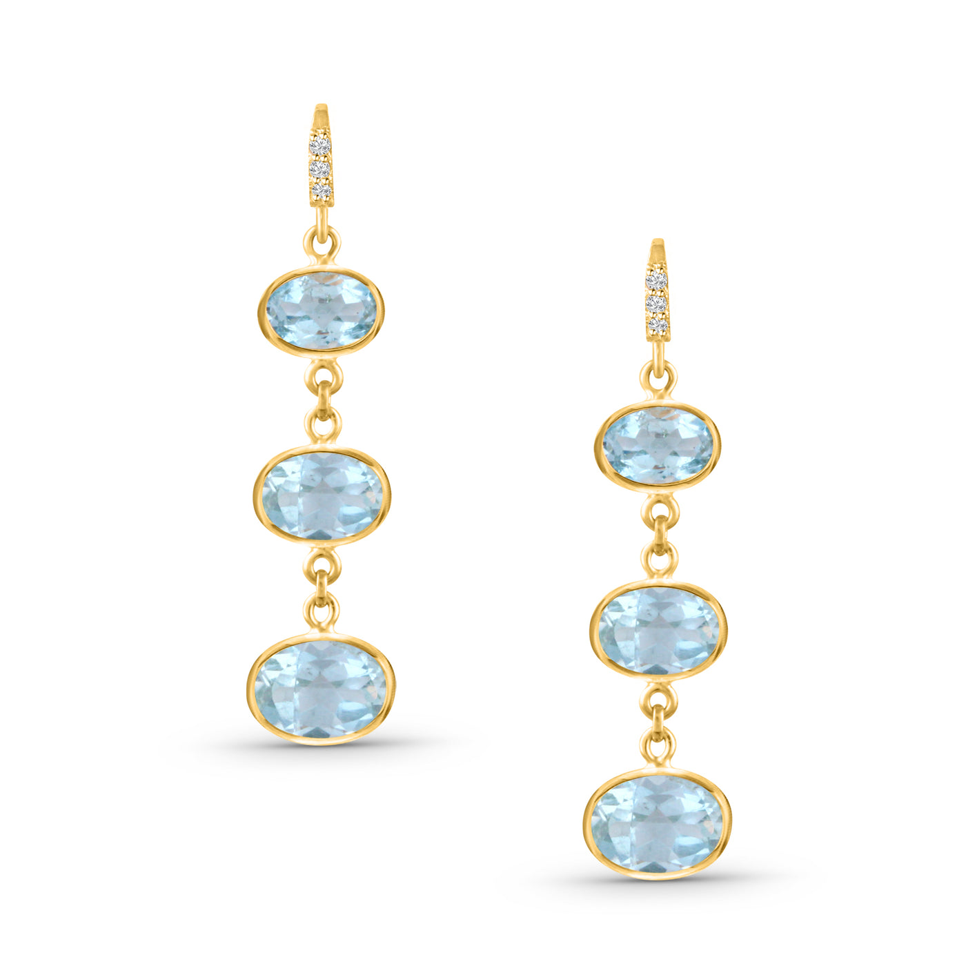 Aquamarine Oval Earring In 18K Yellow Gold