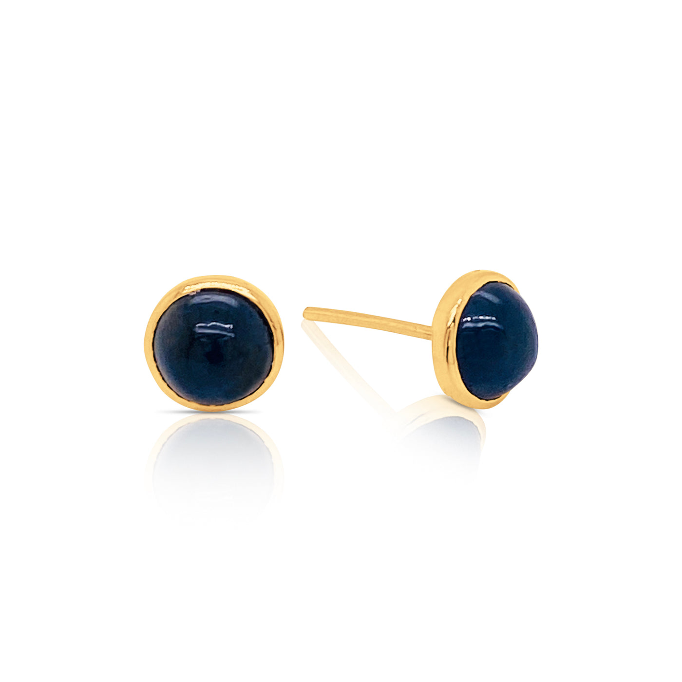 Gemstone Round Stud Earring In 18K Yellow Gold