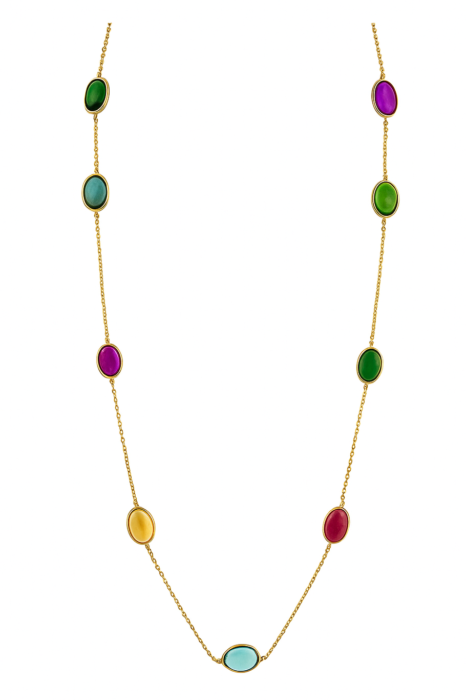 Multicolor Stone Oval Necklace – Tresor Collection