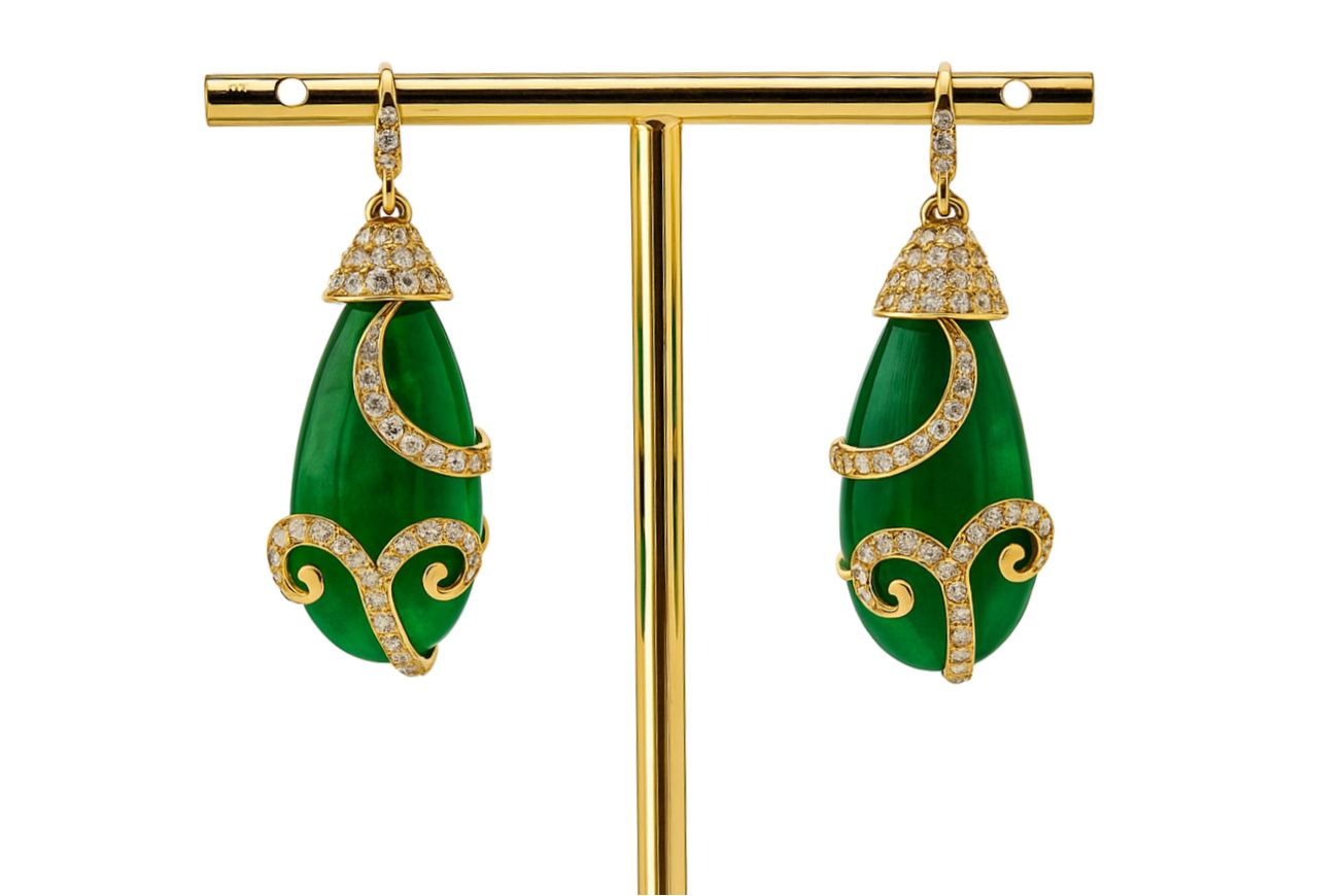 Emerald Drop and Diamond Earrings – Tresor Collection