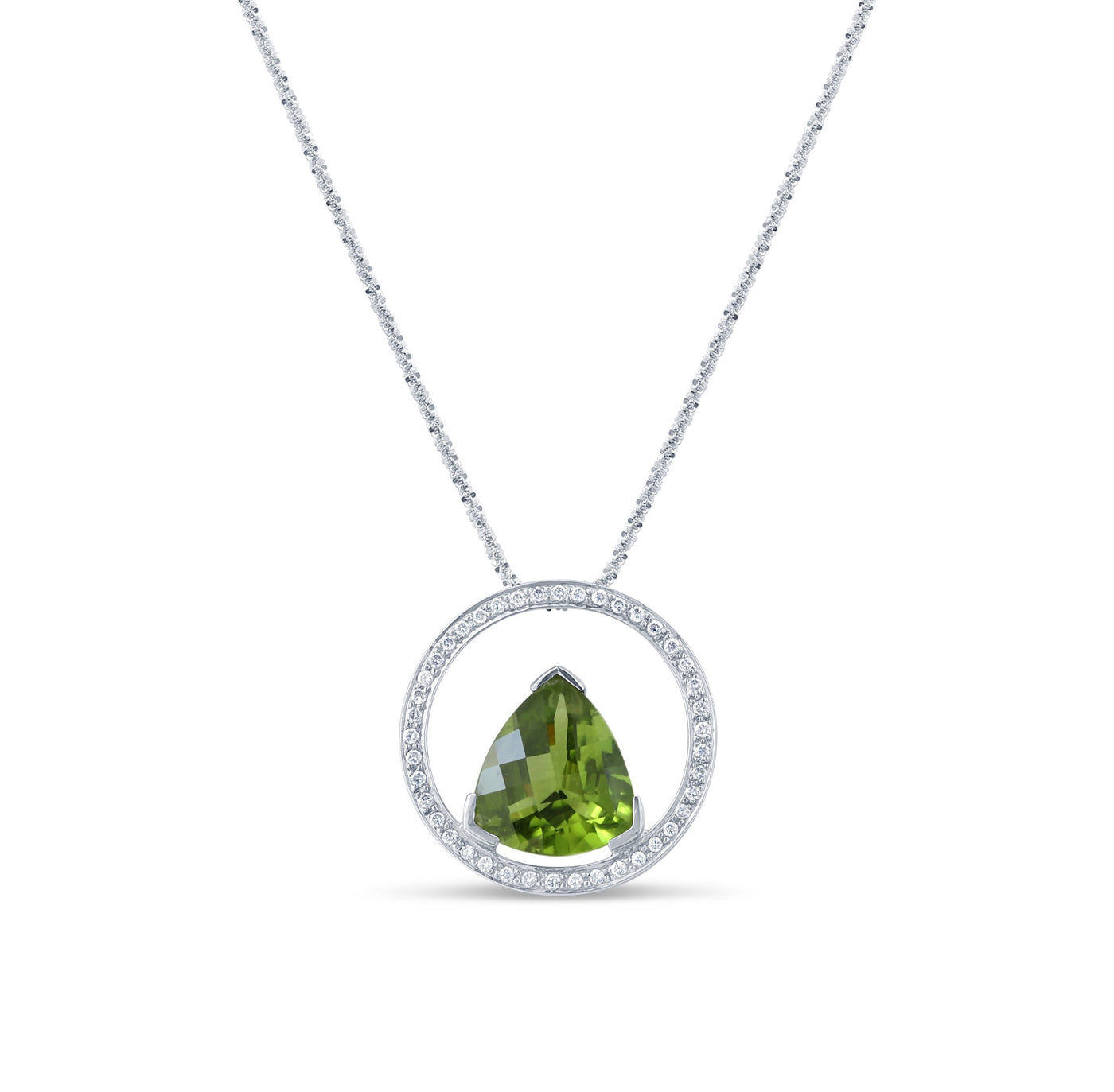 18K Yellow Gold Peridot And Diamond Pendant – Premium Fine Jewelry | Tresor