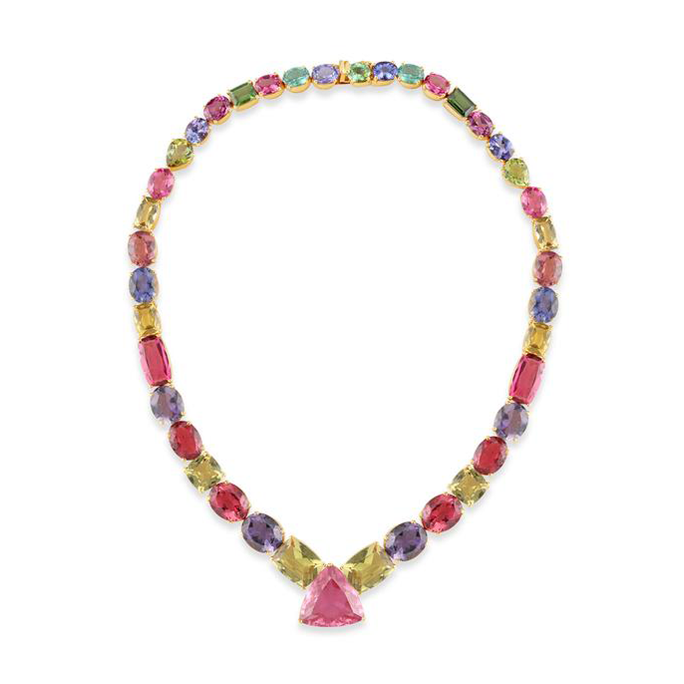 18K Gold Multicolor Tourmaline Necklace – handcrafted fine jewelry by Tresor Collection