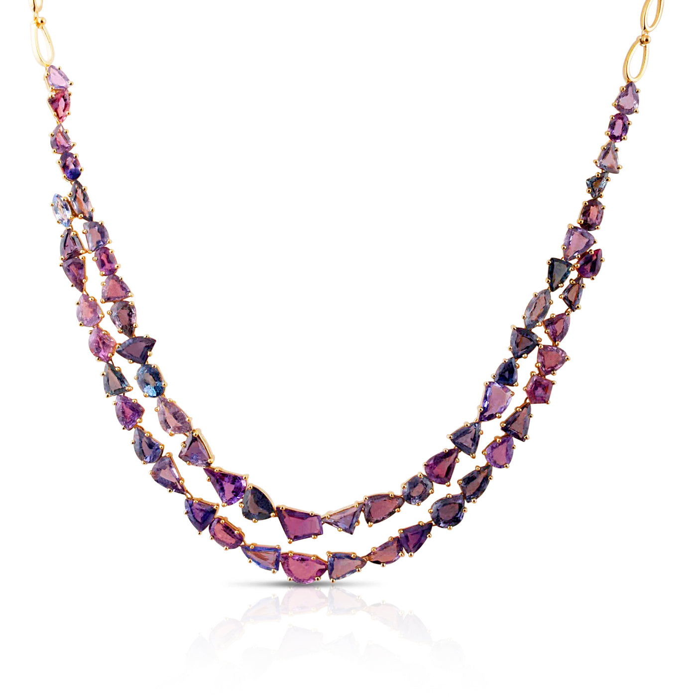 Multicolor Sapphire Necklace In 18K Yellow Gold