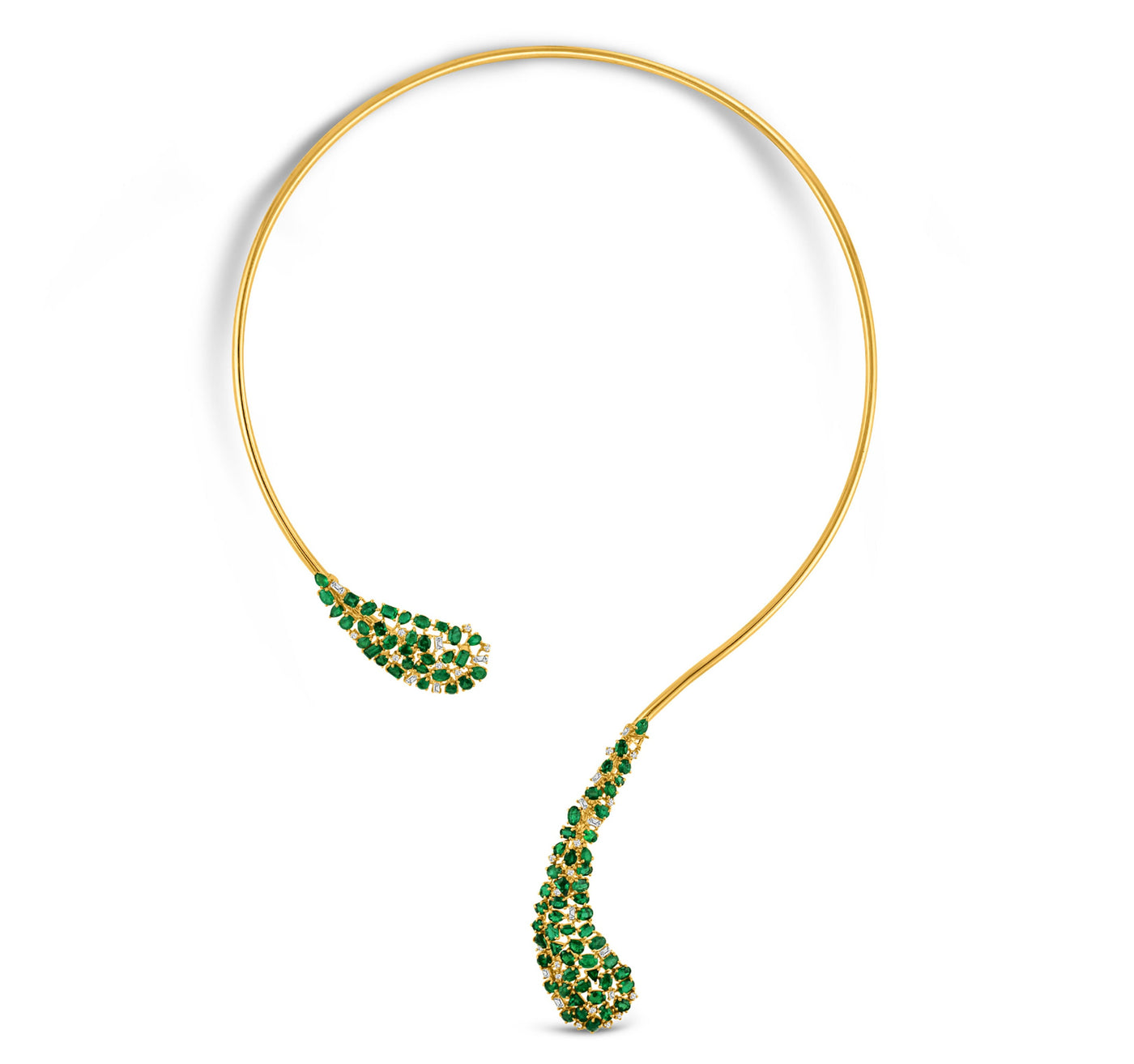 Emerald & Diamond Necklace in 18K Yellow Gold