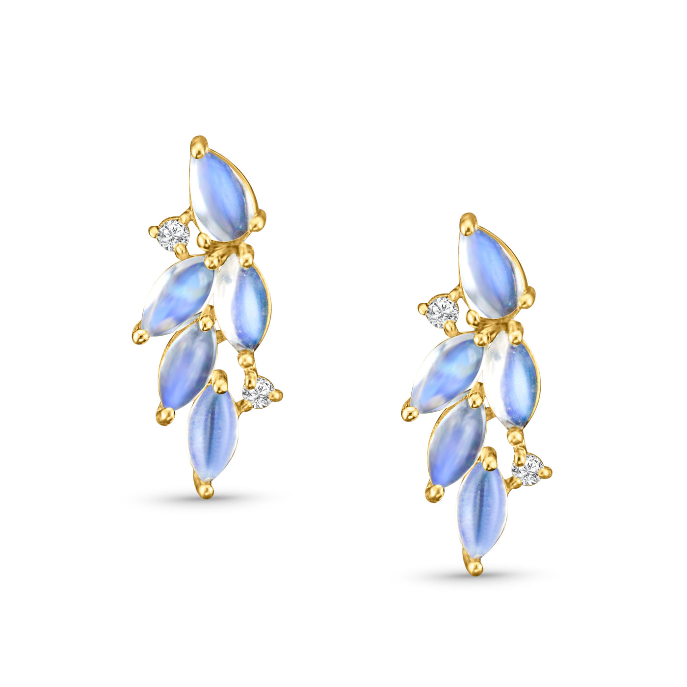 Rainbow Moonstone Pear Shape Earring In 18K Yellow Gold