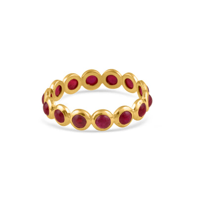 Ruby Round Ring With 18 Kt Gold