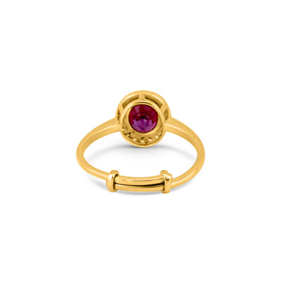 Gemstone Oval & Diamond Ring In 18K Yellow Gold