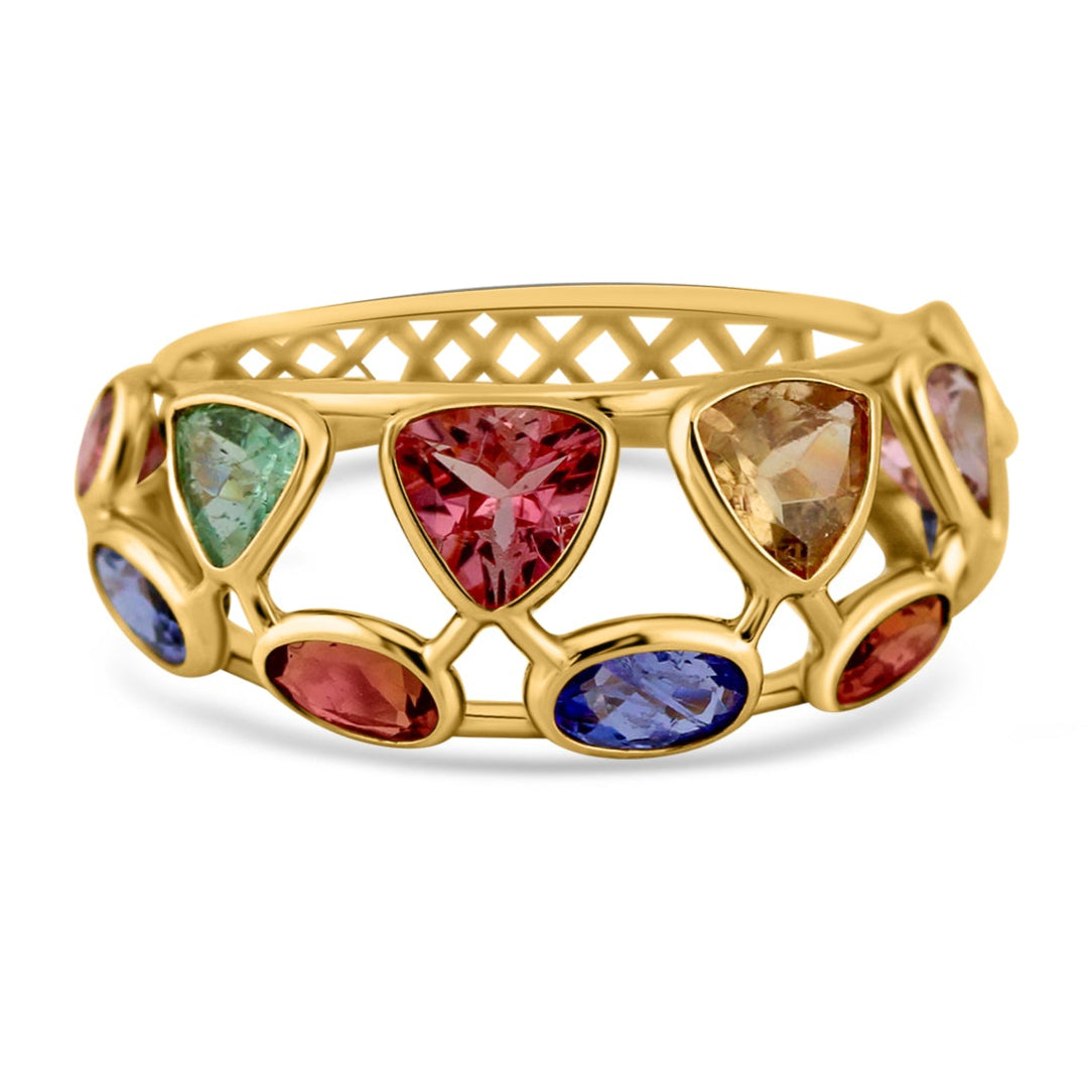 Multicolor Stone Mixshape Ring In 18K Yellow Gold, Gold Ring, Ring, Gemstone Ring