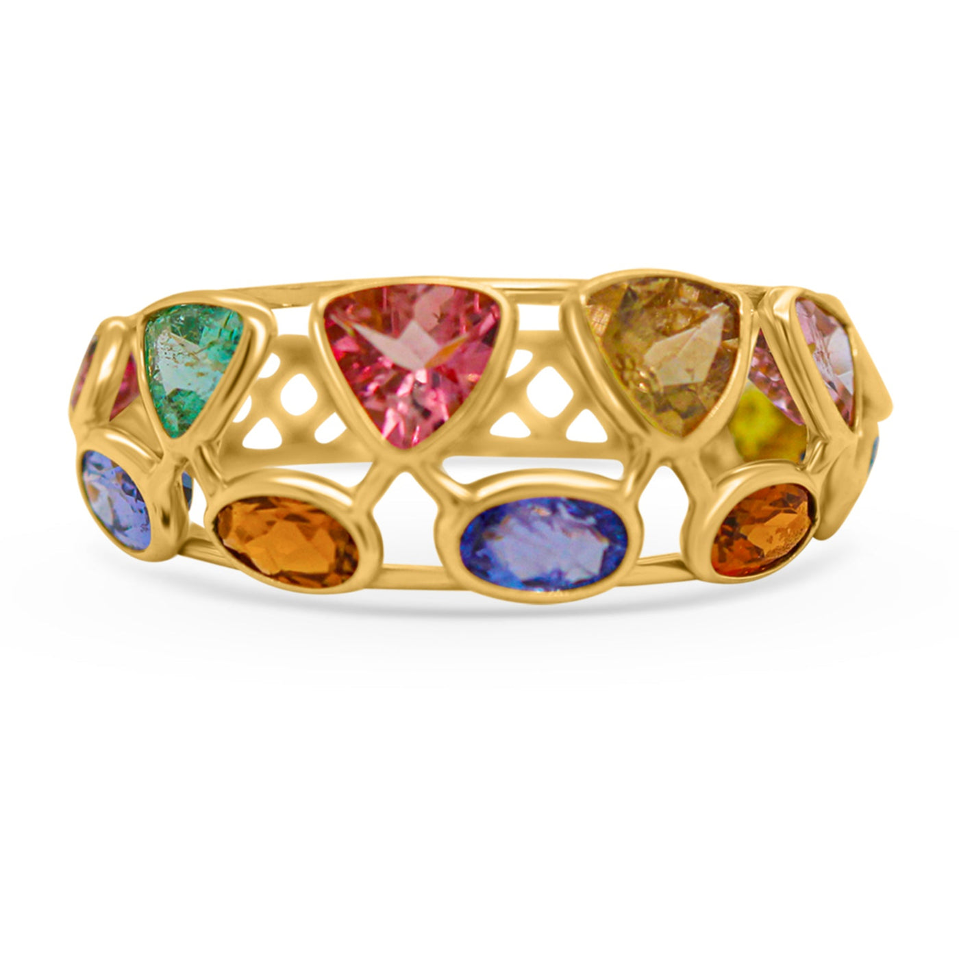 Multicolor Stone Mixshape Ring In 18K Yellow Gold, Gold Ring, Ring, Gemstone Ring