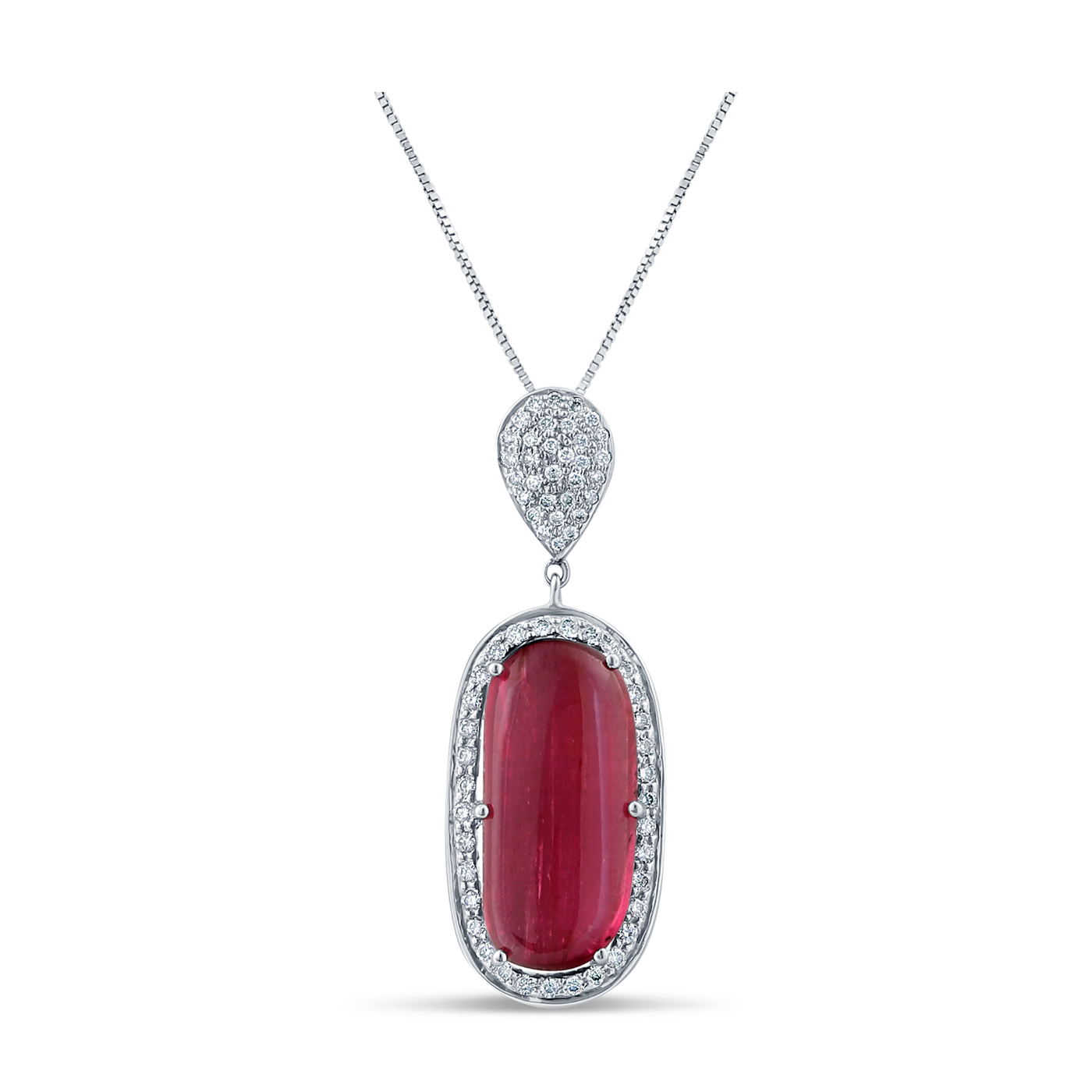 18K White Gold Pink Tourmaline & Diamond Pendant by Tresor Collection