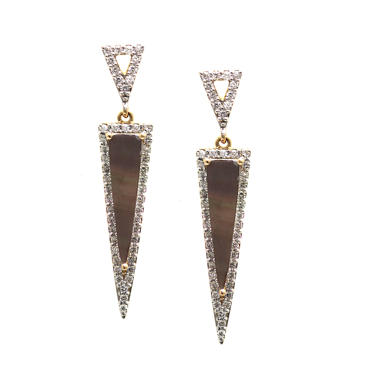 18K Gold Grey Mother of Pearl & Diamond Earrings – Designer Fine Jewelry by Tresor Collection