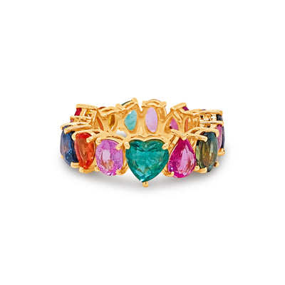 Multicolor Stone Mix Shape Ring In 18K Yellow Gold