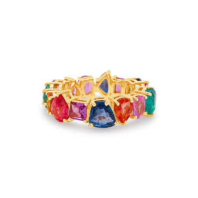 Multicolor Stone Mix Shape Ring In 18K Yellow Gold