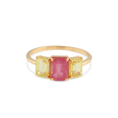 18K Yellow Gold Ruby & Yellow Sapphire Ring by Tresor Collection
