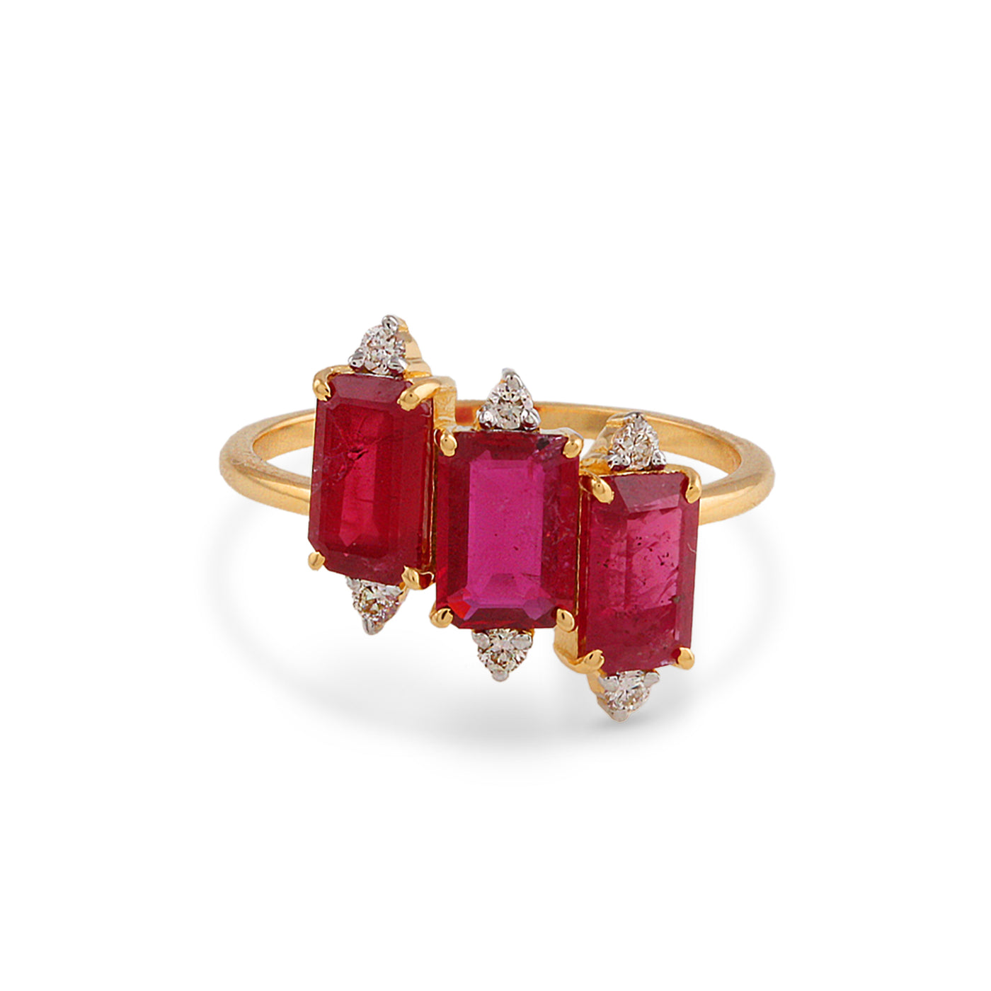 18K Yellow Gold Ruby & Diamond Ring by Tresor Collection