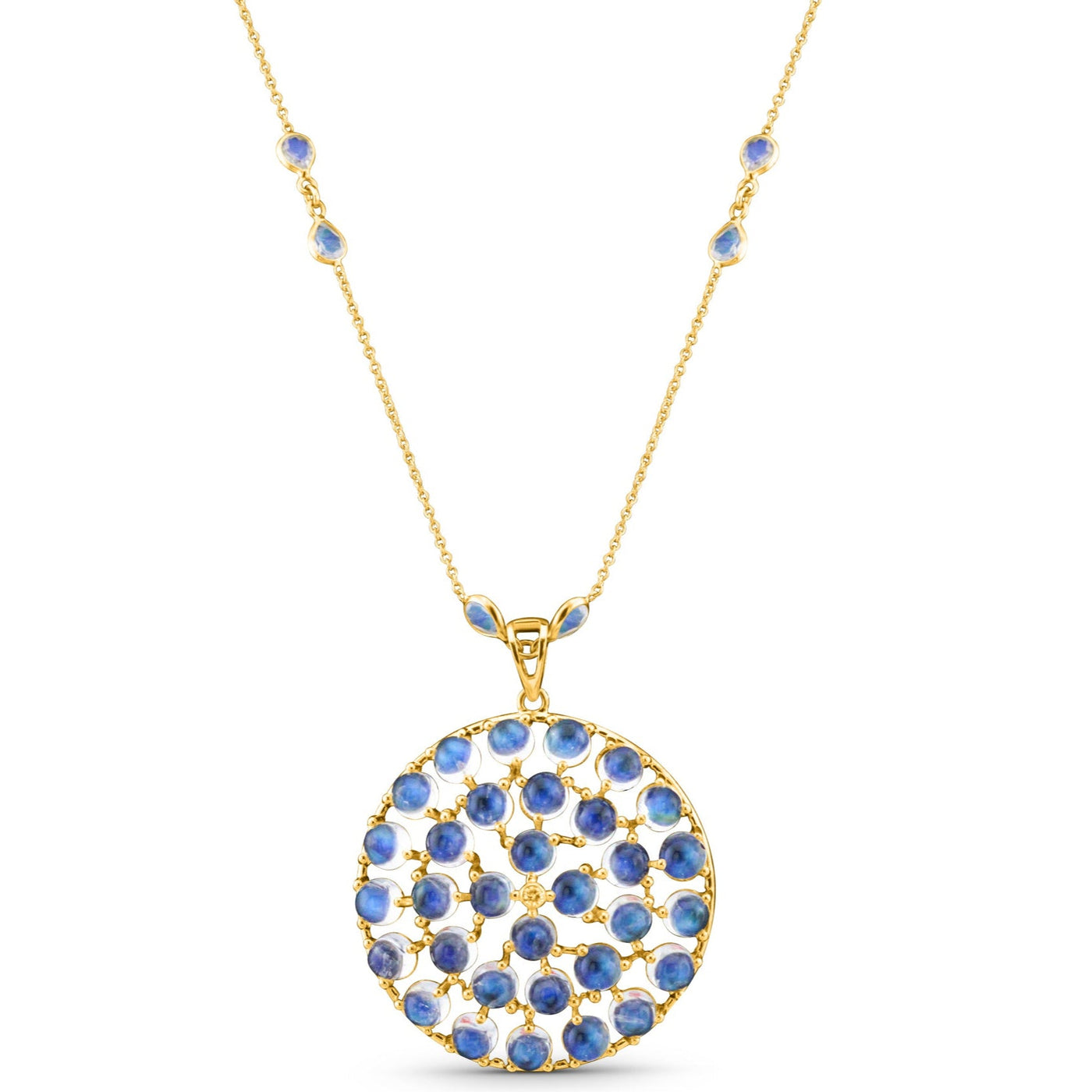 Round moonstone & diamond pendant – fine luxury jewelry