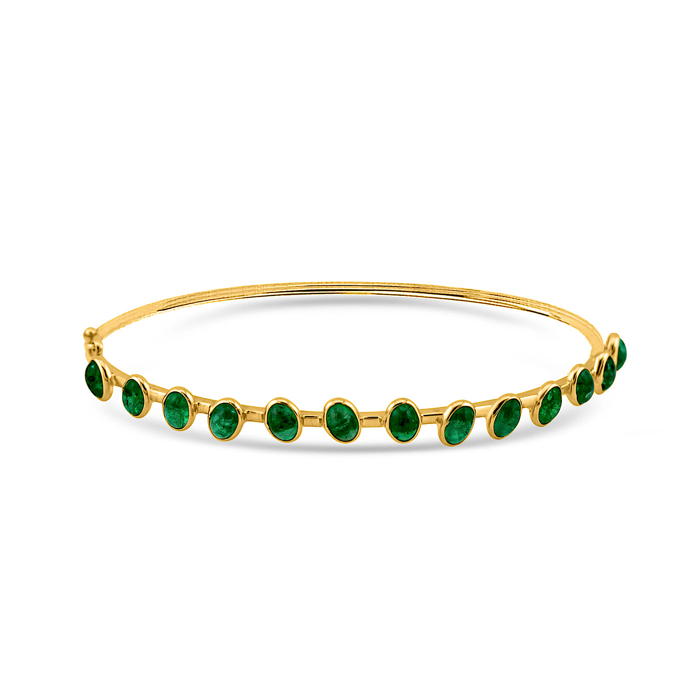 Emerald Oval Bangle In 18K Yellow Gold