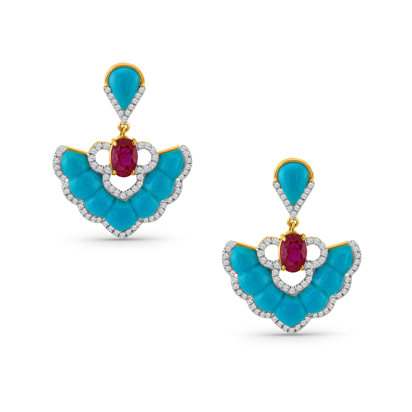 Gemstone & Diamond Earring In 18K Yellow Gold