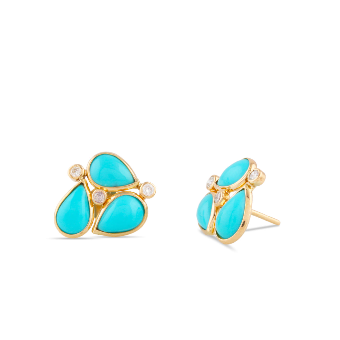 18K Gold Turquoise & Diamond Earrings by Tresor Collection
