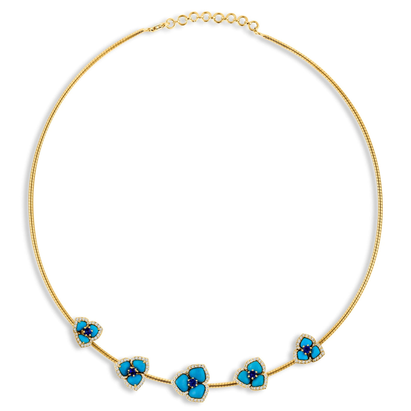 18K gold turquoise, sapphire & diamond necklace – luxury handcrafted jewelry