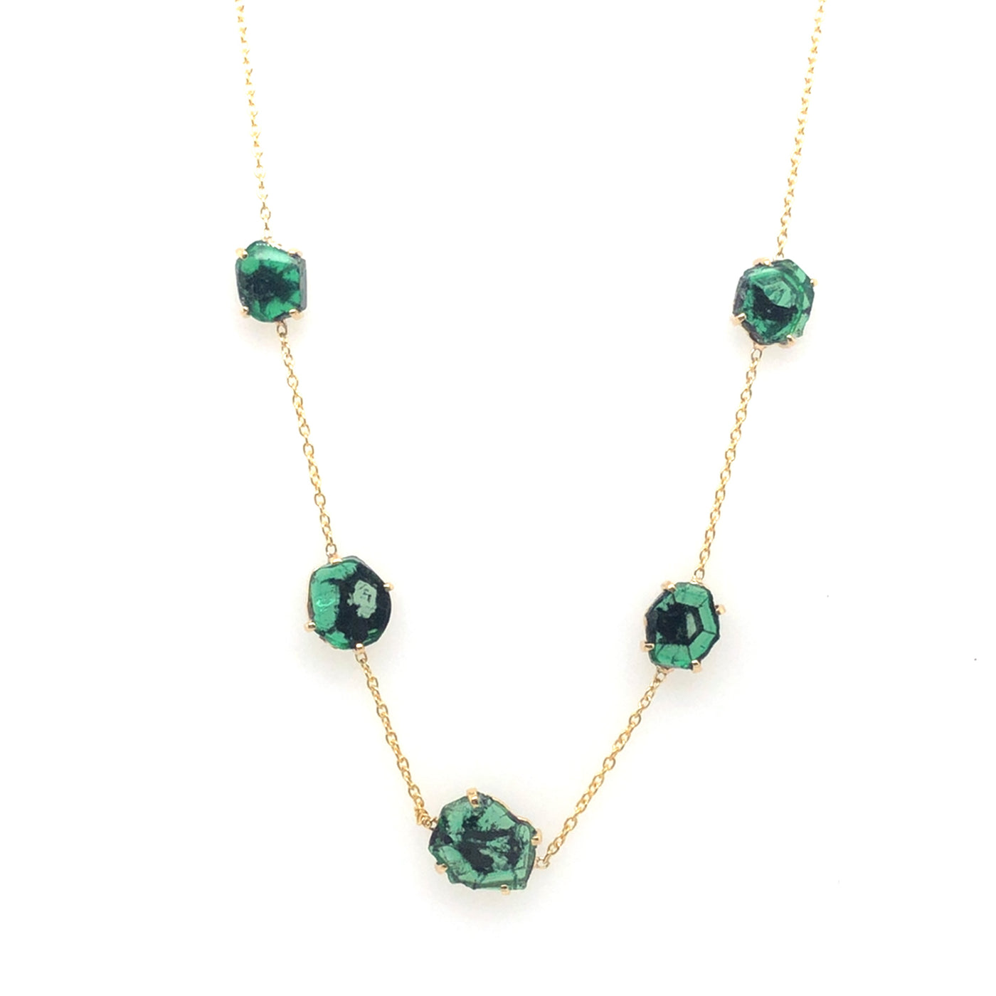 18K gold emerald necklace – unisex handcrafted jewelry