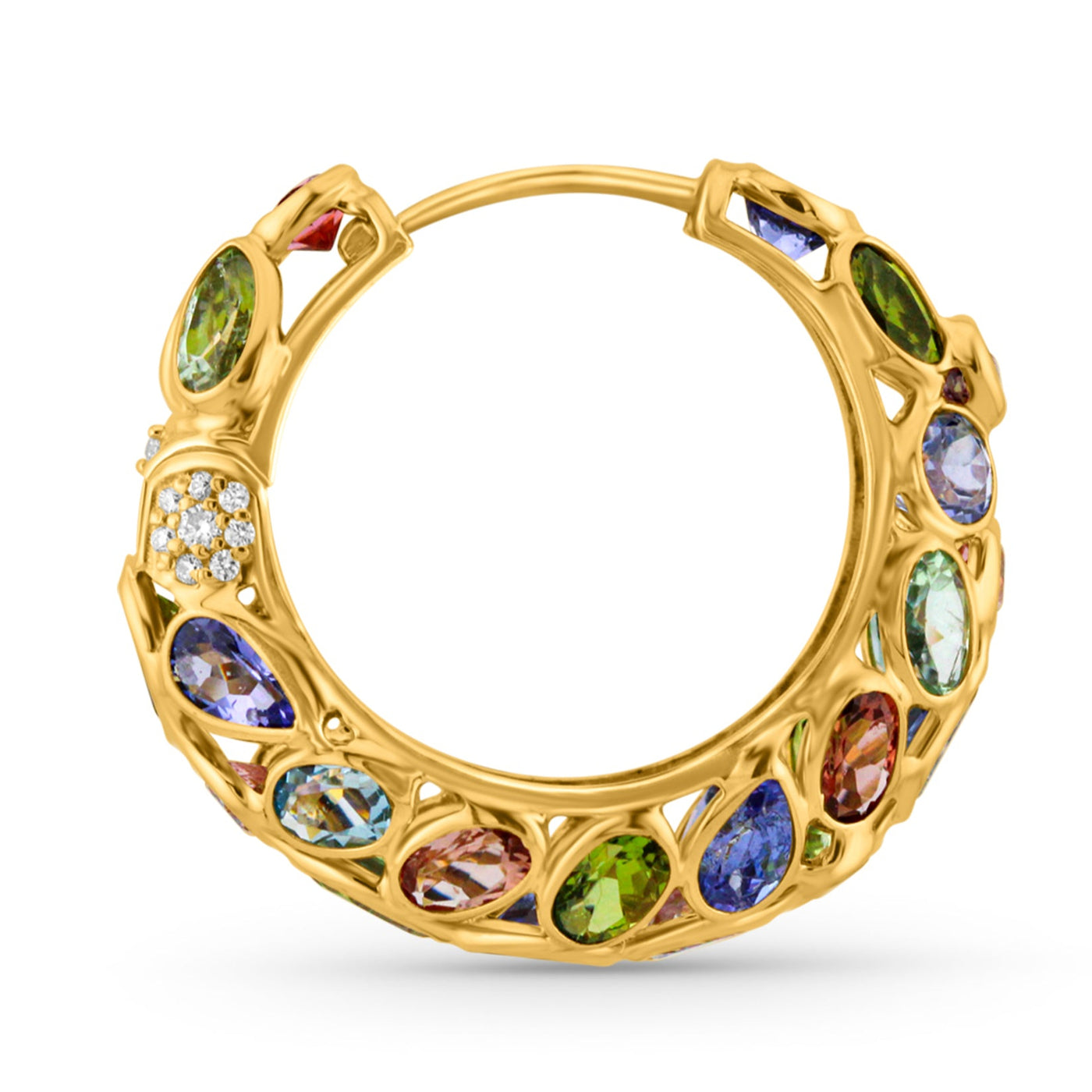 Multicolor Stone Mixshape Ring In 18K Yellow Gold, Gold Earring, Earring, Gemstone Earring, Gold Earring, Earring, Multicolor Stone