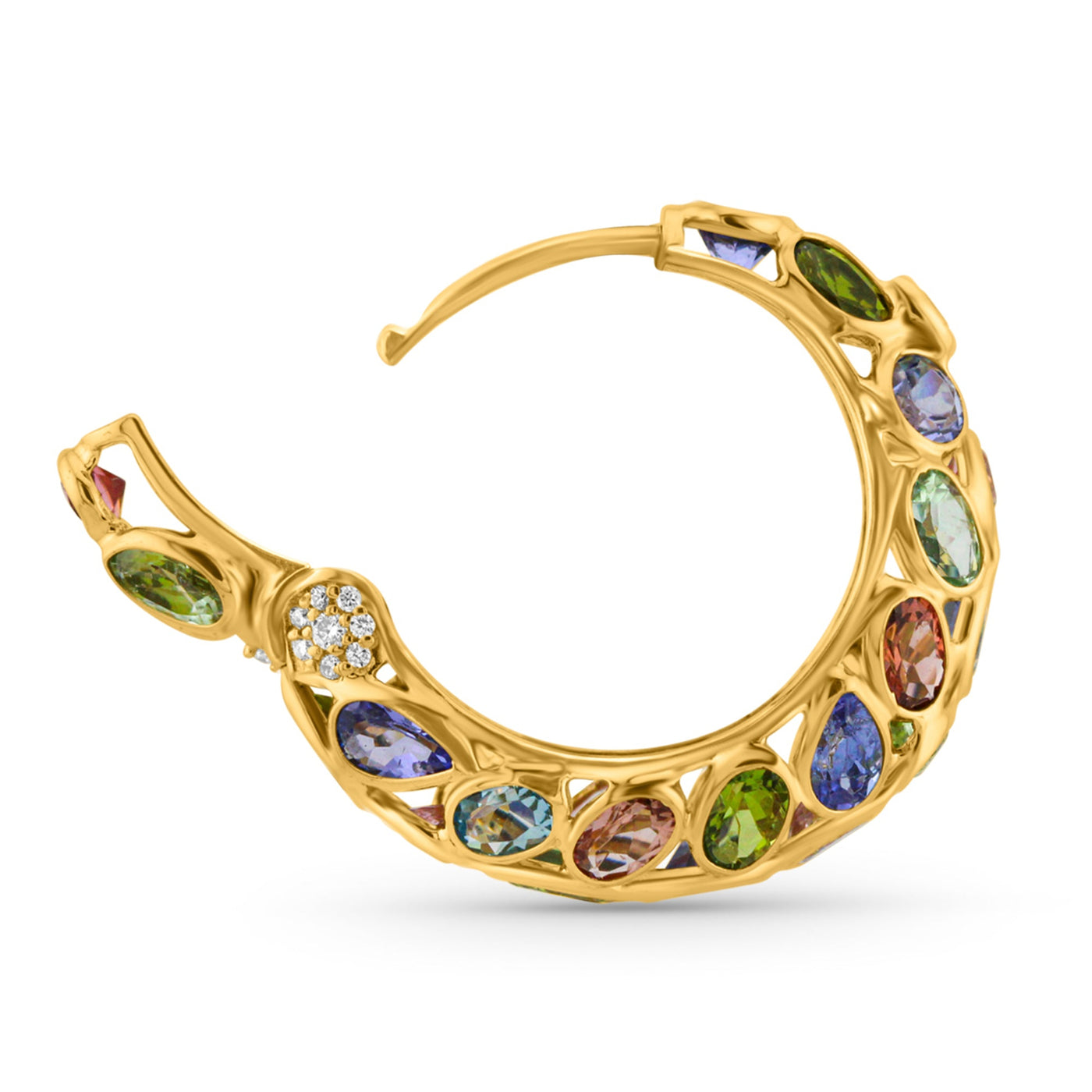 Multicolor Stone Mixshape Ring In 18K Yellow Gold, Gold Earring, Earring, Gemstone Earring, Gold Earring, Earring, Multicolor Stone