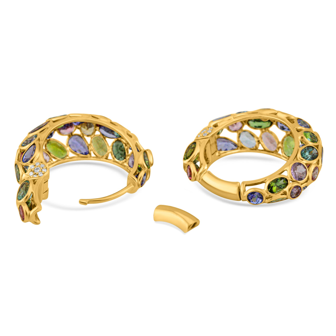 Multicolor Stone Mixshape Ring In 18K Yellow Gold, Gold Earring, Earring, Gemstone Earring, Gold Earring, Earring, Multicolor Stone