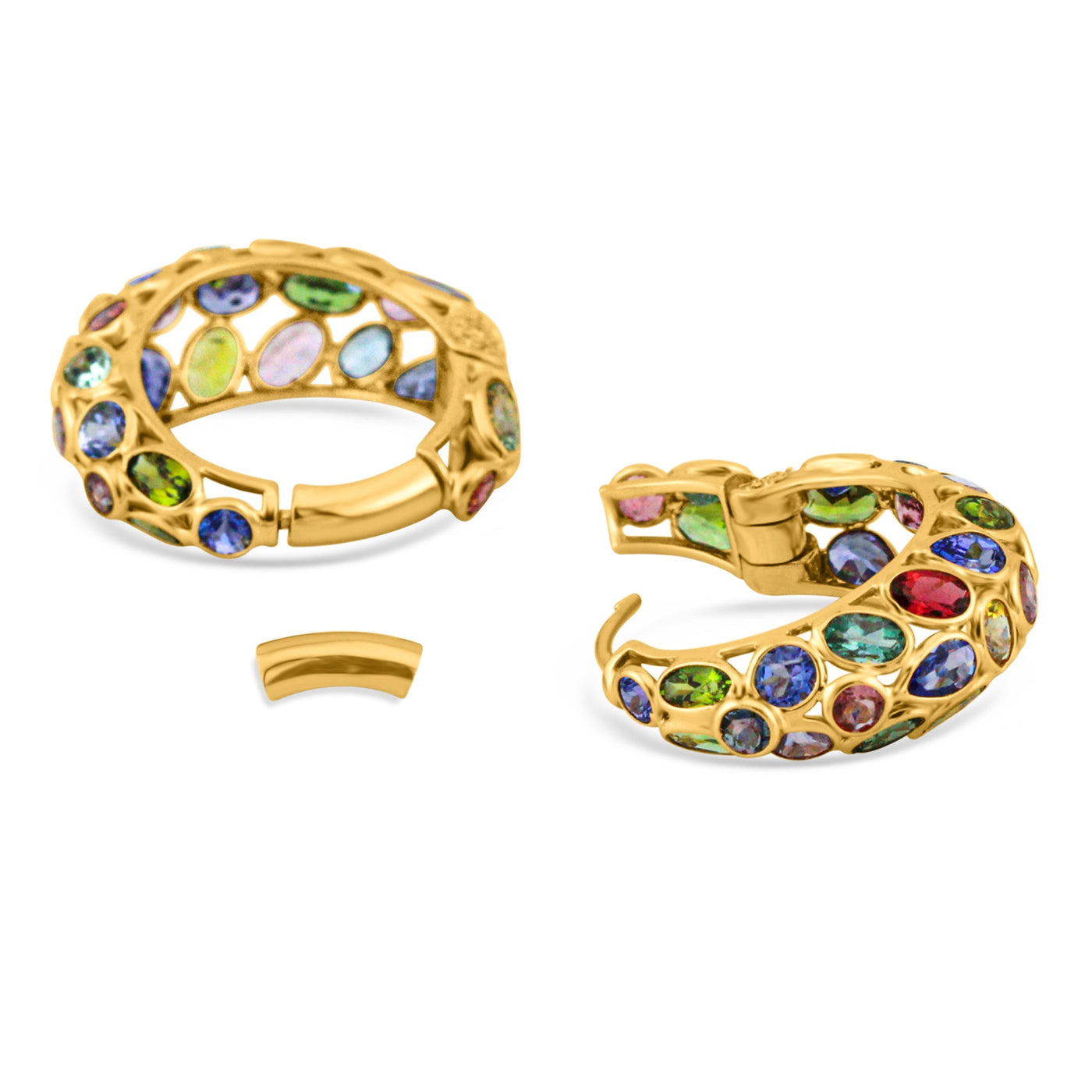18K gold multicolor gemstone & diamond earrings – statement fine jewelry