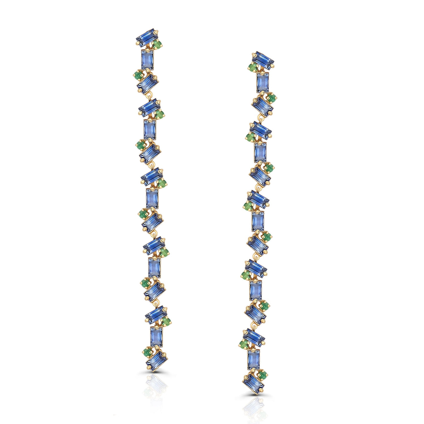 18K gold sapphire and emerald earrings – handcrafted designer jewelry