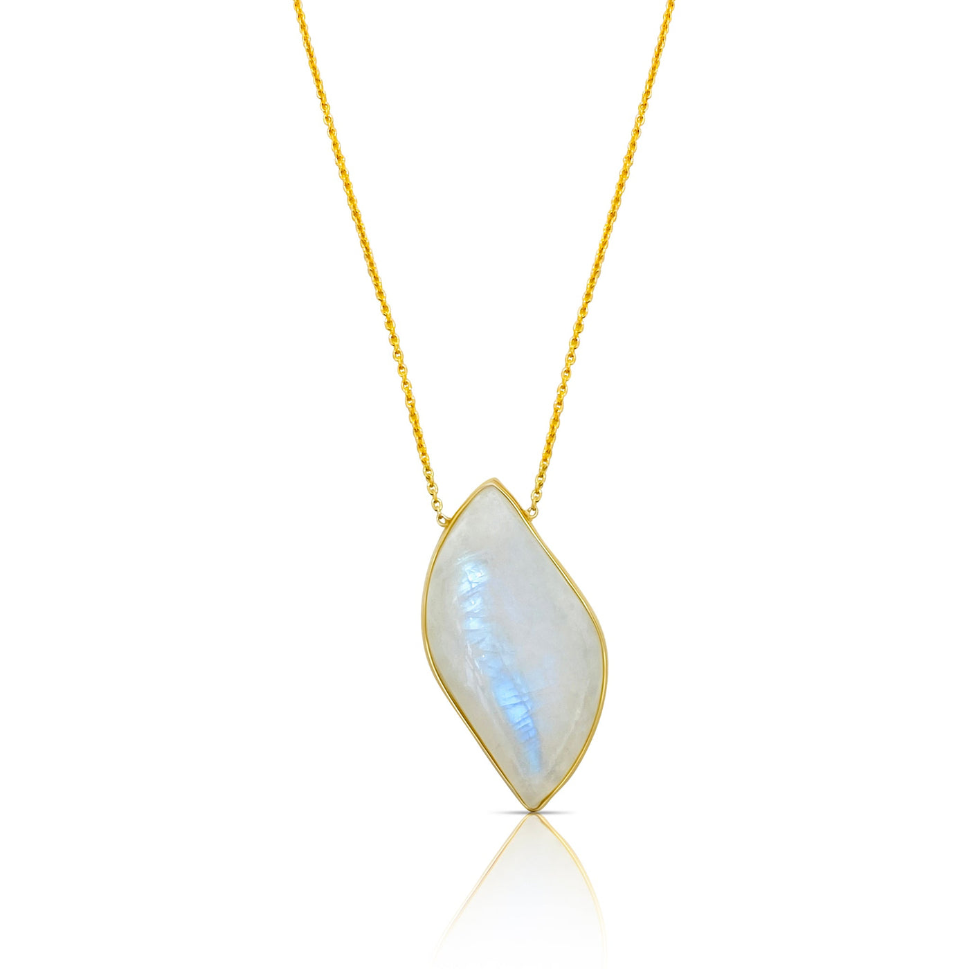 18K Yellow Gold Rainbow Moonstone Necklace by Tresor Collection