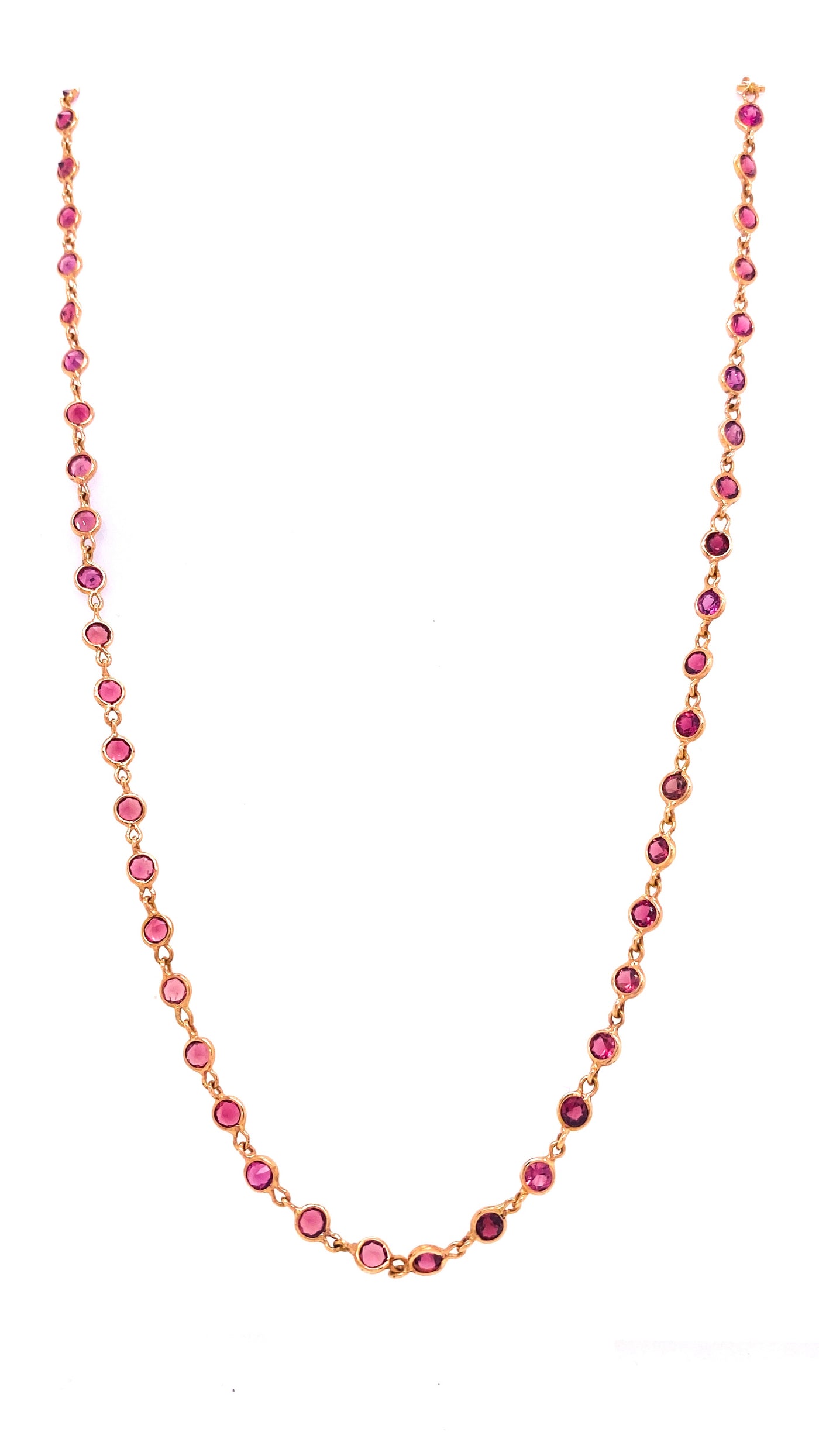 Pink Tourmaline Round Necklace In 18K Rose Gold