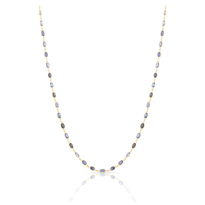 Multicolor Stone Oval Necklace In 18K Yellow Gold