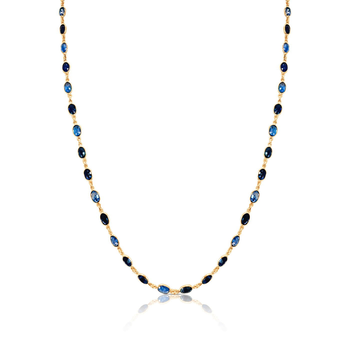 Multicolor Stone Oval Necklace In 18K Yellow Gold
