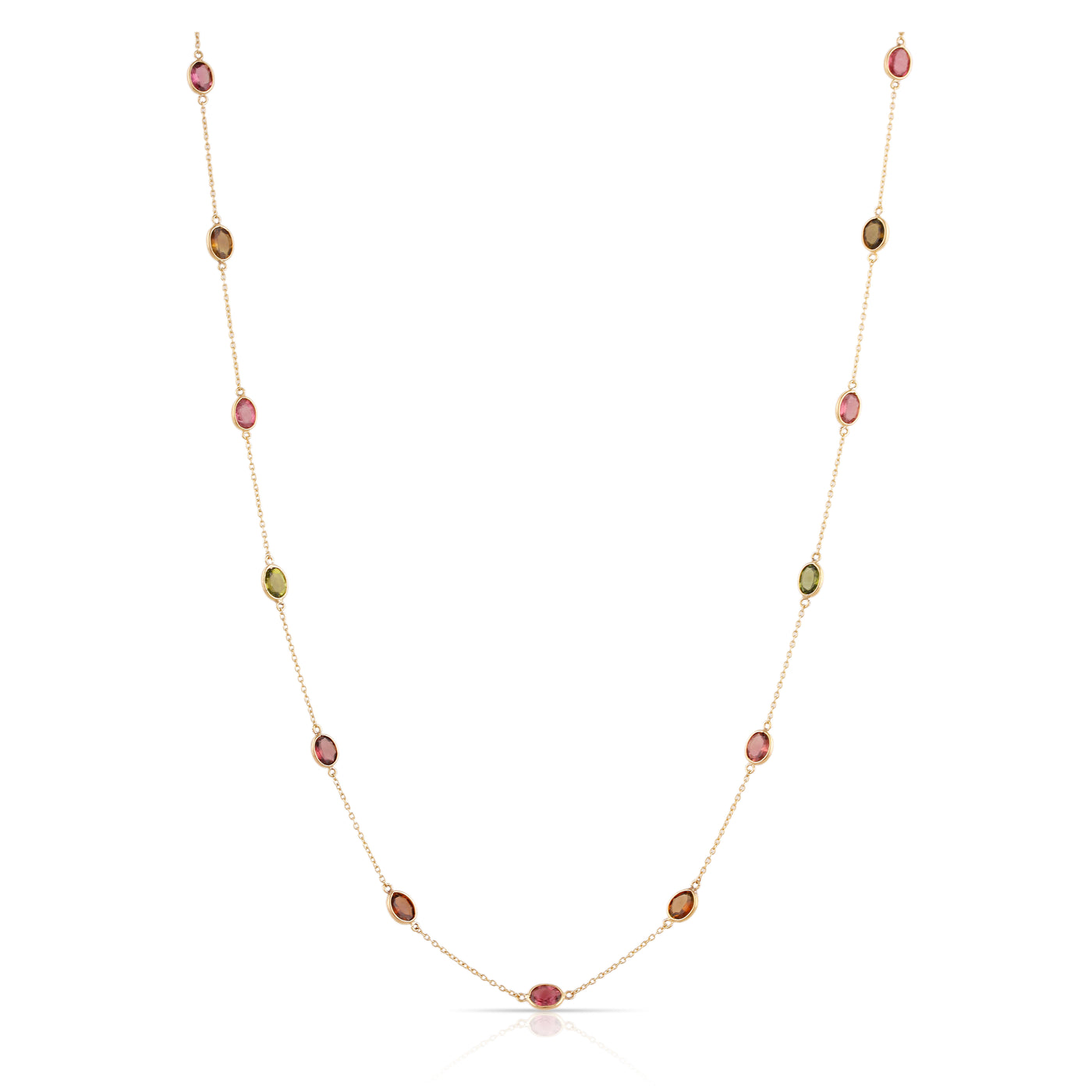 Gemstone Oval Necklace In 18K Yellow Gold