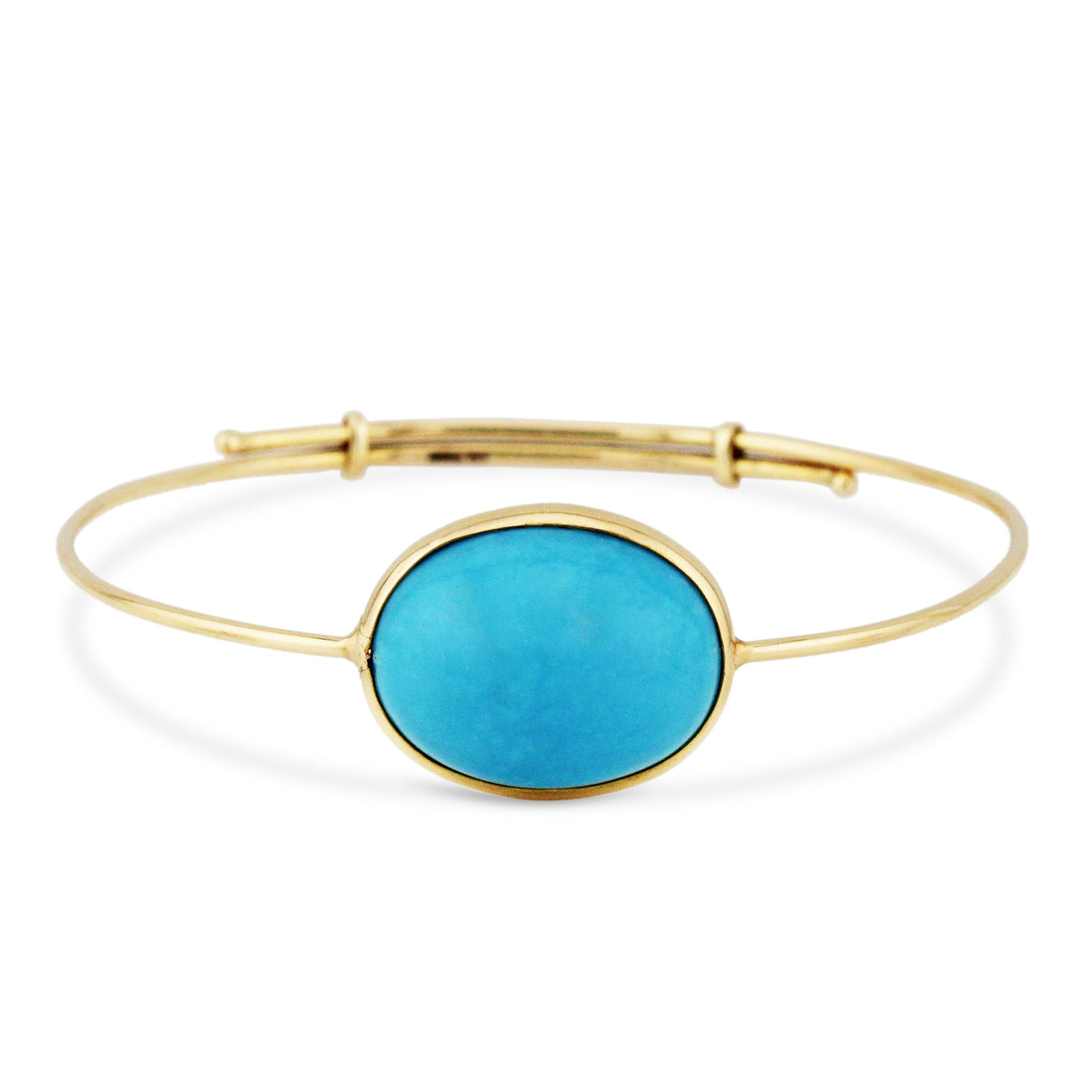 18K gold Turquoise oval bracelet flatlay – handcrafted fine jewelry by Tresor Collection