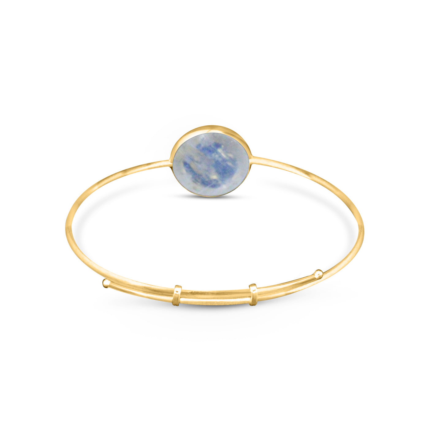 Rainbow Moonstone Rd. Bangle In 18K Yellow Gold