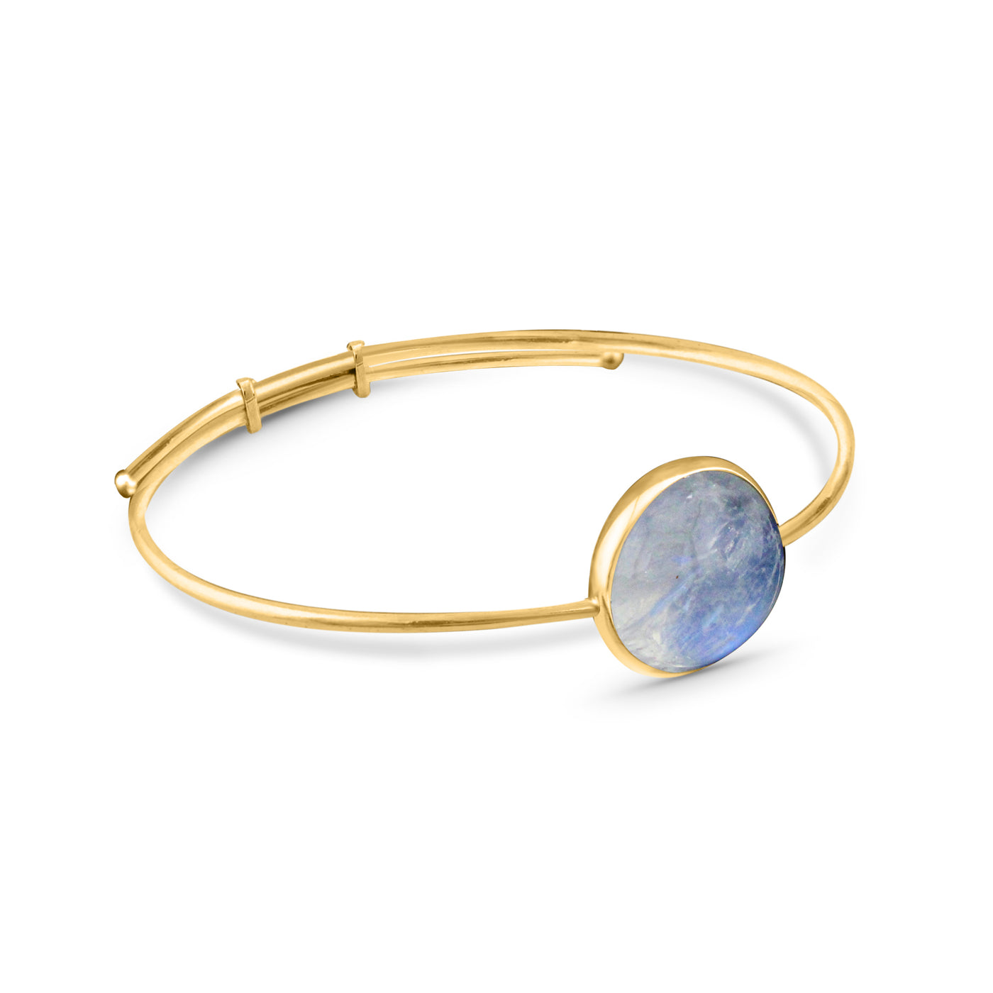 Rainbow Moonstone Rd. Bangle In 18K Yellow Gold