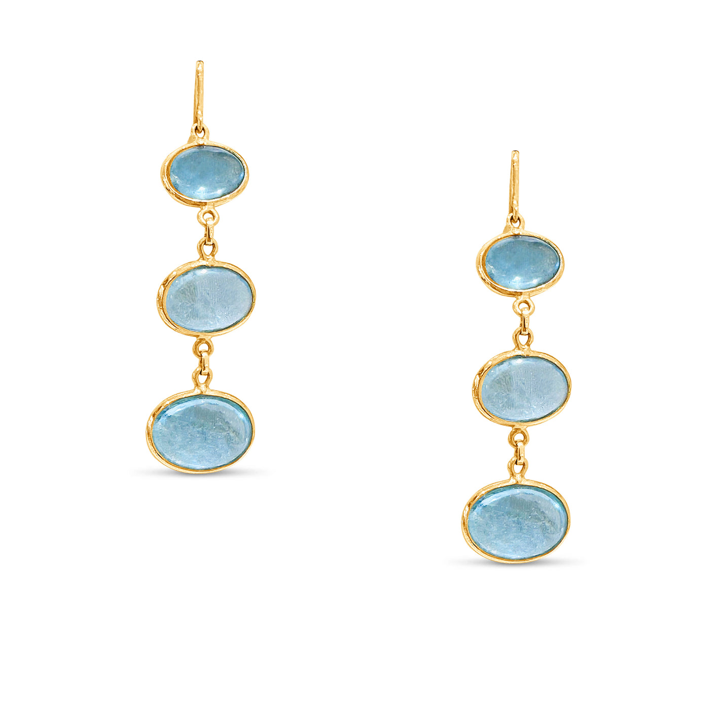 Aquamarine Oval Earring In 18K Yellow Gold